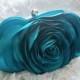 Turquoise Blue Rose Wedding Clutch - Bridal Accessories - bridesmaid purses - prom - gift for her - Satin Bags - Rose Clutch