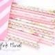 Pink Floral Straws -Pink and Gold -Pink Straws -Gold Straws -Flower Straws *Paper Straws -Wedding decor *Gold Wedding Decor *Pink Polkadot