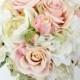 wedding flower, bridal bouquet, wedding bouquet, keepsake bouquet, Blush Pink Pastel Roses Off White Peonies Hydrangea Bouquet