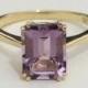 Emerald cut amethyst ring, engagement ring, Solitaire, Amethyst solitaire, Violet ring, Lilac Amethyst Cocktail Ring,