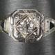 Antique 14k Gold Diamond Ring Diamond Sapphire Ring 14k White Gold Filigree Old Mine Cut Diamond Engagement Ring Vintage Art Deco Engagement