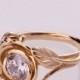 Rose Engagement Ring - 14K Rose Gold and Diamond engagement ring, engagement ring, leaf ring, 1ct diamond, antique, Flower Ring, vintage, 6