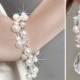 Bridal Jewelry SET, Bridal Pearl Jewelry SET, Ivory Pearl Jewelry Set, Bridal Cluster Bracelet and Teardrop Earrings