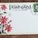 Wedding Place Cards Vintage Style Red Poinsettia Postcard Table Place Cards, Escort Cards or Tags #379