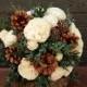 Rustic Winter Sola Flower Wedding Bouquet, Winter Wedding Bouquet, Winter Bouquet, Pinecone Bouquet, Bridesmaid Bouquet, Woodland, Pine Cone