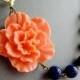 Statement Necklace,Coral Flower Necklace,Bridesmaid Jewelry,Coral Necklace,Navy Blue Necklace,Wedding Jewelry Set,Bridesmaid Gift,Gift Her