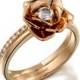 Engagement Ring, Diamond ring, 14k Rose Gold Ring, Floral Ring, Flower ring, Art deco Ring, Anniversary ring, Promise Ring, rose ring