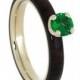 14k White Gold Solitaire Engagement Ring With Bolivian Rosewood, Genuine Tsavorite Garnet Ring, Unique Engagement Ring