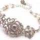 Bridal Bracelet, wedding bracelet, vintage crystal and pearl wedding jewelry