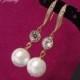 gold pearl drop bridal earrings, pearl wedding earrings, bridal jewelry