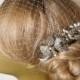 Bridal Hair Comb and a Birdcage Veil   2 Items,bird cage veil bridal veil, Natural Freshwater Pearl Headpieces Blusher Birdcage Veil Wedding