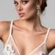ALEXINA Bridal Ivory silk and embroidery Triangle soft Bra, bespoke crochet floral embroidery