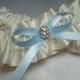 Ivory Garter Set with Blue Bow