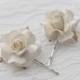 White Rose Hair Clips, wedding hair accessories, bridal hair clips, white rose pins, flower hair clips, rose bobby pins - set of two