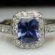 2.31ctw Radiant Cut Natural Sapphire Halo Engagement Ring 18k White & Yellow Gold Vintage Antique Style Art Deco Accents