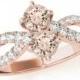 Morganite Rings 14k Rose Gold 1 ct Double Pink Morganite & Diamond Split Shank Ring 14k Rose Gold- Engagement Rings - Promise Rings, Double Gemstone - Raven Fine Jewelers