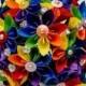 Paper Flower Origami Bouquet Corsage Buttonhole Alternative Wedding Groom Bride Rainbow Theme Gems