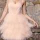Carrie - Short Wedding Dress, Repception Dress, Garden Wedding, Peach, Pink Wedding Dress