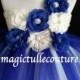 Ivory and Royal blue flower girl tutu dress wedding dress tulle dress birthday dress tea party dress 1T2T3T4T5T6T7T8T9T10T