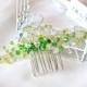 Green Comb Wedding Hair Comb Bridal Hair Comb Bridal Crystal Comb Haircomb Bridal Headpiece Unique Crystal Comb
