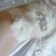 Ivory or White Lace Wedding Garter, Rhinestone Bridal Garter Set, Lace and Pearl Wedding Garter, Wedding Garter with Marabou Feathers