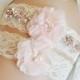Jeweled Wedding Garter Set with Blush Flowers and Rhinestones, Lace Bridal Garter, Garters and Lingerie, Other Birthstones Available