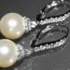 Ivory Pearl Bridal Earrings Pearl CZ Leverback Wedding Earrings Swarovski 10mm Pearl Silver Earrings Bridal Pearl Drop Earrings