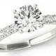 7.5mm (1.50 Carat) Forever One Moissanite & Diamond Solitaire Engagement Ring 14k White Gold - Moissanite Rings for Women Engagement Rings