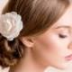 Bridal Hair Flower Rose - Bridal Rose Hair Flower - Flower Hair Clip - Wedding Clip - White, Ivory - Wedding Hair Accessories