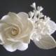 Ivory Rose Bridal Hair Clip Wedding Hair Accessories Stephanotis Swarovski Crystal Rose Hair Clip