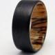 Carbon fiber and Spalted Tamarind  wedding band, Handmade carbon fiber ring