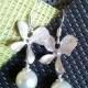 SALE!!  Orchids Flower Earrings - Drop ,Dangle Earrings, Wedding jewelry,flower girl,bridesmaid gift, pearl earrigs