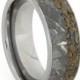 Meteorite and Dinosaur Bone Ring, Tungsten Carbie Wedding Band For Men