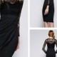 Black Nine Points Long Sleeve Faux-wrap Dress