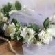 Flower Crown White Rose Headband Floral Crown Floral Wedding Crown Bridal Head Piece Flower Headdress White Weddings