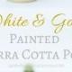 White And Gold Painted Terra Cotta Pots