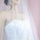 Bridal round Drop Veil busher, Wedding raw circle cut veil, Bridal elbow length veil in  White, Ivory, Champagne