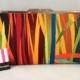 Multi Color Cotton Clutch Purse with Nickel/Silver Finish Snap Close Frame