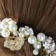 Bridal headband, Gold headpiece, Wedding hair accessories,pearls and gold hairpiece, Bridal headpiece Wedding hair vine bridal band