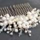 Pearl bridal hair comb, bridal accessory, wedding hair,natural pearl hair piece, white,ivory,silver,