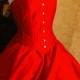 Scarlett - 100% raw silk scarlet corset gown with detachable strap/sleeves