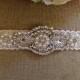 Wedding Garter - Bridal Garter - Crystal Rhinestone Garter on Ivory Lace