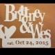 Customized wedding wall art for the special day with date of the wedding and two hearts joining