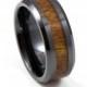 Stylish Black Koa Wood Men's Wedding Band, 8MM, Men's Ring, Black Ceramic Ring, Comfort Fit, Hawaiian Koa Wood