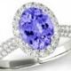 8x6mm Oval Tanzanite & Diamond Pave Engagement Ring 14k White Gold - Tanzanite Rings - Tanzanite Jewelry - Anniversary Ring - For Women
