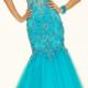 Halter Beading Black Blue Appliques Tulle Floor Length Mermaid Lace Up