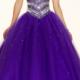 Purple Blue Sequins Beading Lace Up Tulle Sweetheart Ball Gown Floor Length