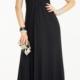 Ruched A-line Sleeveless Black V-neck Ankle Length Crystals Chiffon