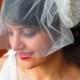 Wedding Veil - Poufy Tulle Birdcage veil with scallop edge / Mini birdcage illusion veil / Blusher tulle veil in ivory or white