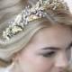 Gorgeous Botanical Leaf & Crystal Gold Bridal Headband with Rhinestones  Floral Wedding Headpiece Hair Accessory TI-3267-G